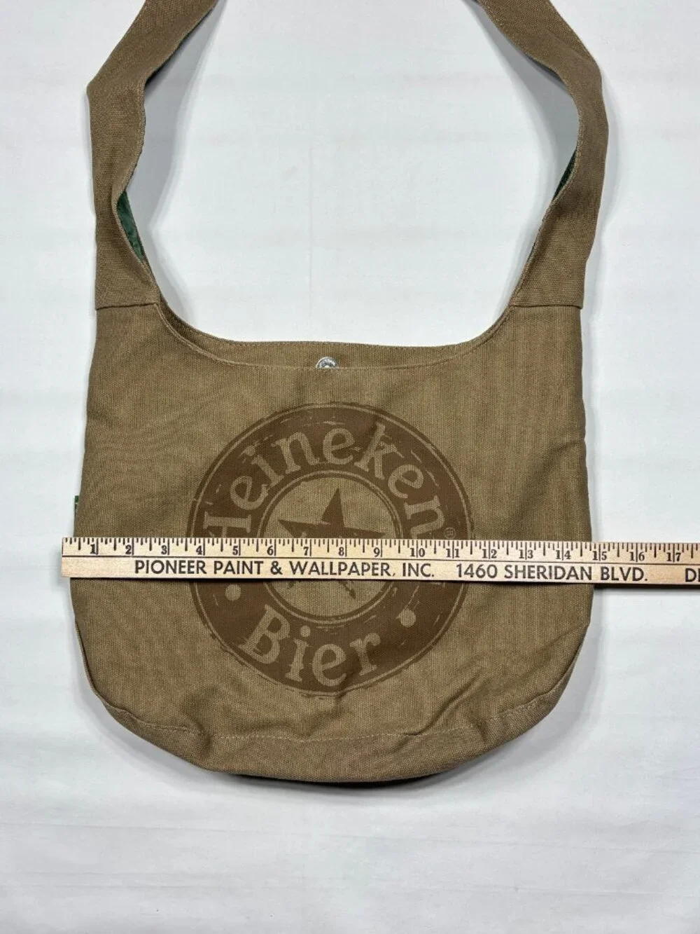 Heineken Beer Messenger Bag Vintage Canvas Sling Crossbody Tote Brown Green Star